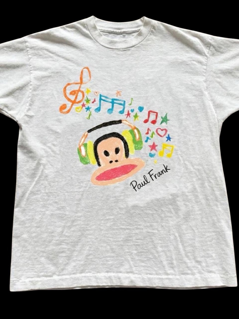 Gildan Paul Frank White Tee with Julius Monkey in Colorful Headphones